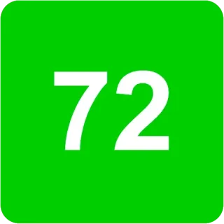 🟩 72 numero, 72, verde, quadrato telegram sticker