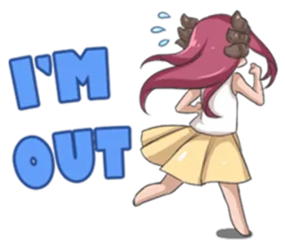 🏃 I'M OUT การ์ตูน, วิ่ง, อนิเมะ, ผู้หญิง, หลบหนี, ออกเดินทาง, จากไป, การหลบหนี telegram sticker