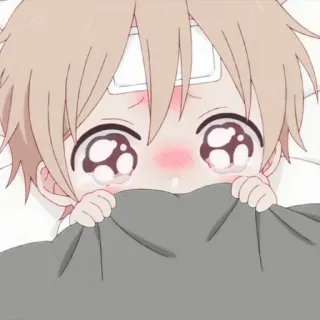 ❤️‍🔥 anime, triste, piangendo, malato, carino, kawaii, ragazzo telegram sticker