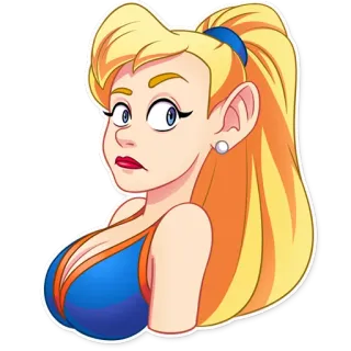 👂 blond, Frau, Cartoon, Aufkleber, Porträt telegram sticker
