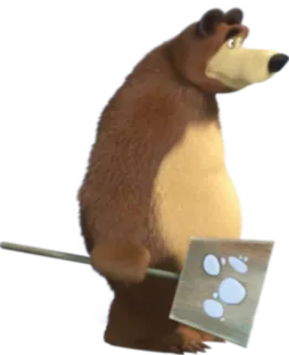 ❄ Bear Masha and the Bear Masha dan Beruang, Beruang, Kartun, Binatang, Sekop, Jejak kaki telegram sticker