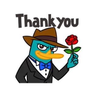 😘 Perry the Platypus Phineas and Ferb perry l'ornitorinco, phineas e ferb, cartone animato, ornitorinco, agente p, rosa telegram sticker