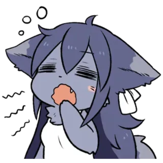 😪 anime, sticker, catgirl, tired, sleepy, food telegram sticker