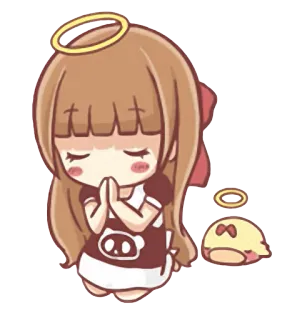 😇 niedlich, engel, kawaii, chibi, gebet, heiligenschein, anime stil telegram sticker