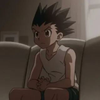 🌿 Gon Freecss Hunter x Hunter Anime, Garçon, Sérieux, Assis, Jeune, Gon telegram sticker