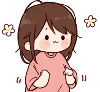 🙂 cute, girl, cartoon, kawaii, flowers, blush, happy telegram sticker