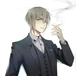 🚬 Аниме, Курение, Сигарета, Мужчина, Костюм telegram sticker