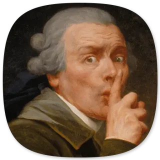 🤫 Porträt, Mann, Finger an Lippen, Ruhe, Stille, Psst whatsapp sticker