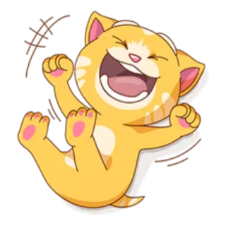 🤣 chat, joyeux, dessin animé, orange, animal, rire telegram sticker