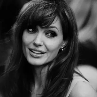 🗻 Angelina Jolie attrice, celebrità, donna, ritratto, bianco e nero, film telegram sticker