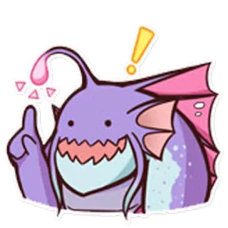 😋 monstre, créature, mignon, dessin animé, autocollant, poisson telegram sticker