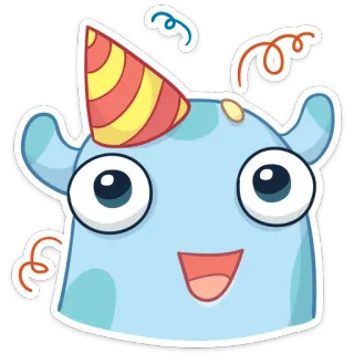 🎉 mostro, festa, celebrazione, cartoni animati, carino, felice whatsapp sticker