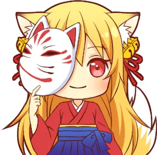 🙂 Anime, Raposa, Máscara, Fofo, Chibi telegram sticker