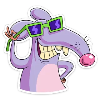 😎 rat, dessin animé, animal, lunettes de soleil telegram sticker