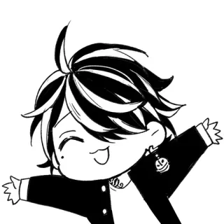 ☺️ Аниме, Чиби, Милый, Манга, Черно-белый, Мультфильм telegram sticker