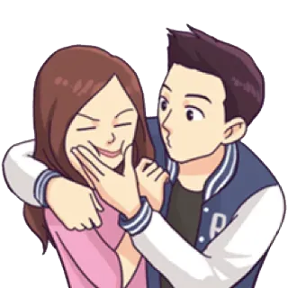 😋 koppel, liefde, romantiek, cartoon, sticker, emoji's telegram sticker