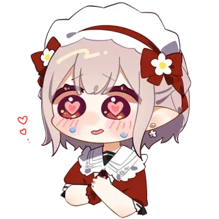 💗 สาวอนิเมะ, จิบิ, ชุดเมด, น่ารัก, คาวาอิ, ตาเป็นรูปหัวใจ telegram sticker