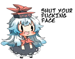 🖕 SHUT YOUR FUCKING FACE anime, angry, chibi, profanity, cartoon, touhou telegram sticker