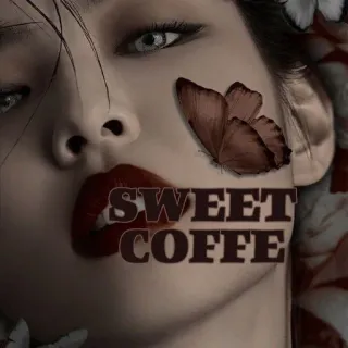 ✨ SWEET COFFE женщина, бабочка, портрет, красота, сладкий кофе, эстетика whatsapp sticker