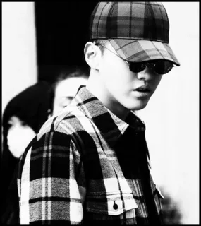 ➿ persona, uomo, occhiali da sole, plaid, cappello, moda telegram sticker