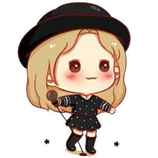 🎤 치비, 가수, 아이돌, 마이크, 귀여운, 만화 telegram sticker