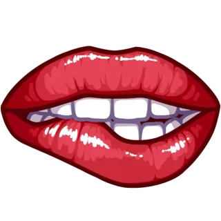 🐭 lips, mouth, red, biting, teeth, sexy telegram sticker