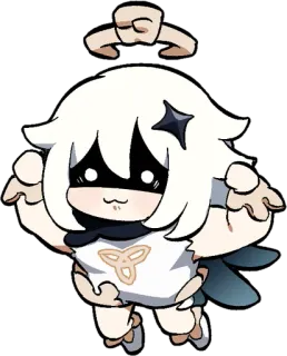 💪 Paimon Genshin Impact paimon, genshin impact, comida de emergência, anime, personagem de videogame, fofo telegram sticker