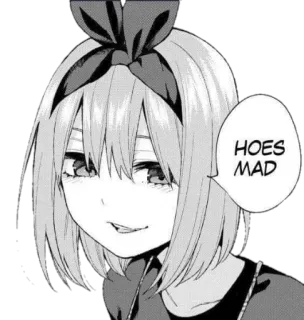 😏 HOES MAD anime, sombong, teks, meme whatsapp sticker