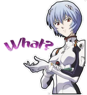 😑 Rei Ayanami Neon Genesis Evangelion What? Аниме, Стикер, Рей Аянами, Евангелион, Вопрос, в замешательстве, что whatsapp sticker