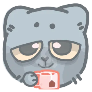 🙂 кот, чай, напиток, милый, животное, мультфильм whatsapp sticker