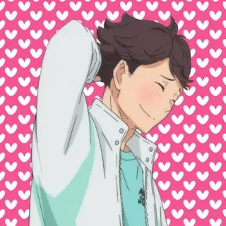 😚 Oikawa Tooru Haikyuu!! Anime, Haikyuu, Oikawa Tooru, Personagem, Mangá, Corações rosa, Fofo telegram sticker