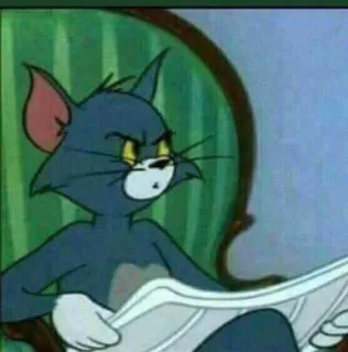 😒 Tom Cat Tom and Jerry tom e jerry, cartone animato, gatto, lettura, giornale, meme whatsapp sticker