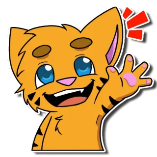 😃 gato, desenho animado, animal, acenando, amigável, laranja telegram sticker