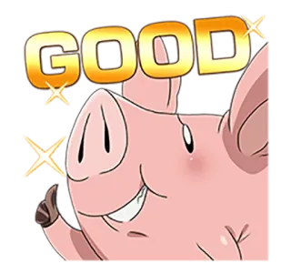 👍 GOOD porco, bom, desenho animado, fofo whatsapp sticker