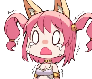 😭 anime, menangis, sedih, emosional, kartun, rambut merah muda, chibi, kawaii telegram sticker
