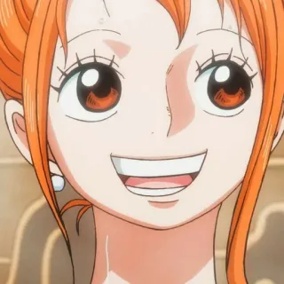 🍊 Nami One Piece Anime, One Piece, Nami, Dessin animé, Personnage, Sourire whatsapp sticker