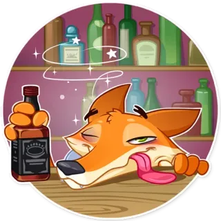 ⚪️ アルコール, 酔っぱらい, キツネ, 漫画, パーティー whatsapp sticker