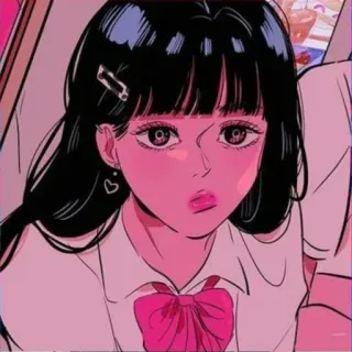 🍭 anime girl, cartoon, cute, pink, school uniform telegram sticker
