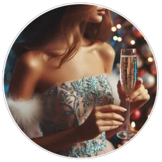 🥂 phụ nữ, rượu sâm panh, váy, lễ kỷ niệm, tiệc tùng whatsapp sticker