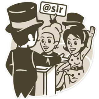 🔵 @sir subasta, caballero, damas, sombrero, puja telegram sticker