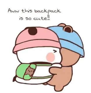 ❤️ Aww this backpack is so cute!! mignon, sac à dos, kawaii, dessin animé, ours, couple telegram sticker