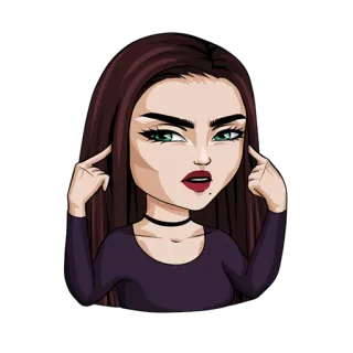 💩 wanita, kartun, berpikir, mata, rambut, gadis telegram sticker