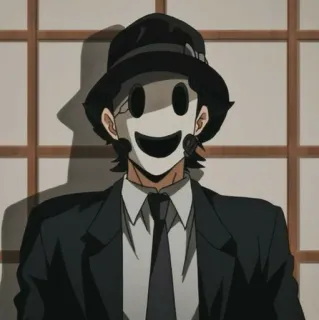 🚬 Anime, Máscara, Traje, High-Rise Invasion, Sonrisa, Personaje, Manga telegram sticker