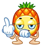 🖕 ananas, doigt d'honneur, emoji, sticker, dessin animé telegram sticker