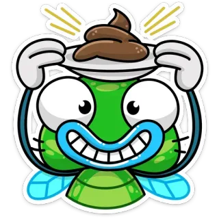 💩 lalat, serangga, lucu, kartun, kotoran, makanan, piring, komik, konyol whatsapp sticker