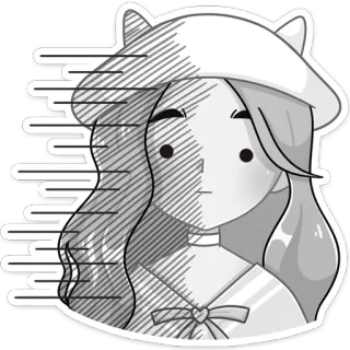 😨 Аниме девушка, Шляпа, Берет, Эскиз, Каваи, Манга telegram sticker