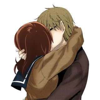 💏 Аниме, Пара, Поцелуй, Романтика, Нежность, Объятие telegram sticker