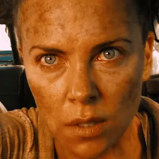 😮 Furiosa Mad Max: Fury Road movie, character, film, warrior, post-apocalyptic, desert, gritty, Charlize Theron whatsapp sticker