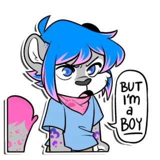 🚹 BUT I'm a BOY Furry, Cartoon, Jongen, Spraakballon, Personage, Anime whatsapp sticker