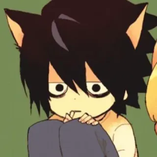 🦔 L Lawliet Death Note Anime, Manga, Süß, Kawaii, Katzenohren, Detektiv telegram sticker